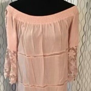 Girly, off shoulder peach coverup - NWT